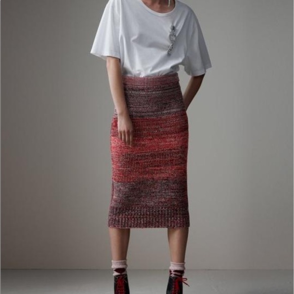 Burberry Dresses & Skirts - BURBERRY Cashmere Cotton Wool Blend Mouline Skirt